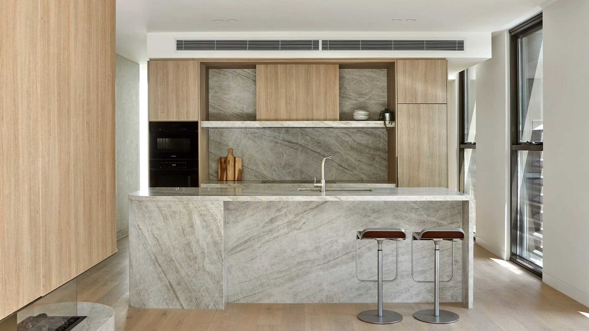 Custom kitchen with stone island