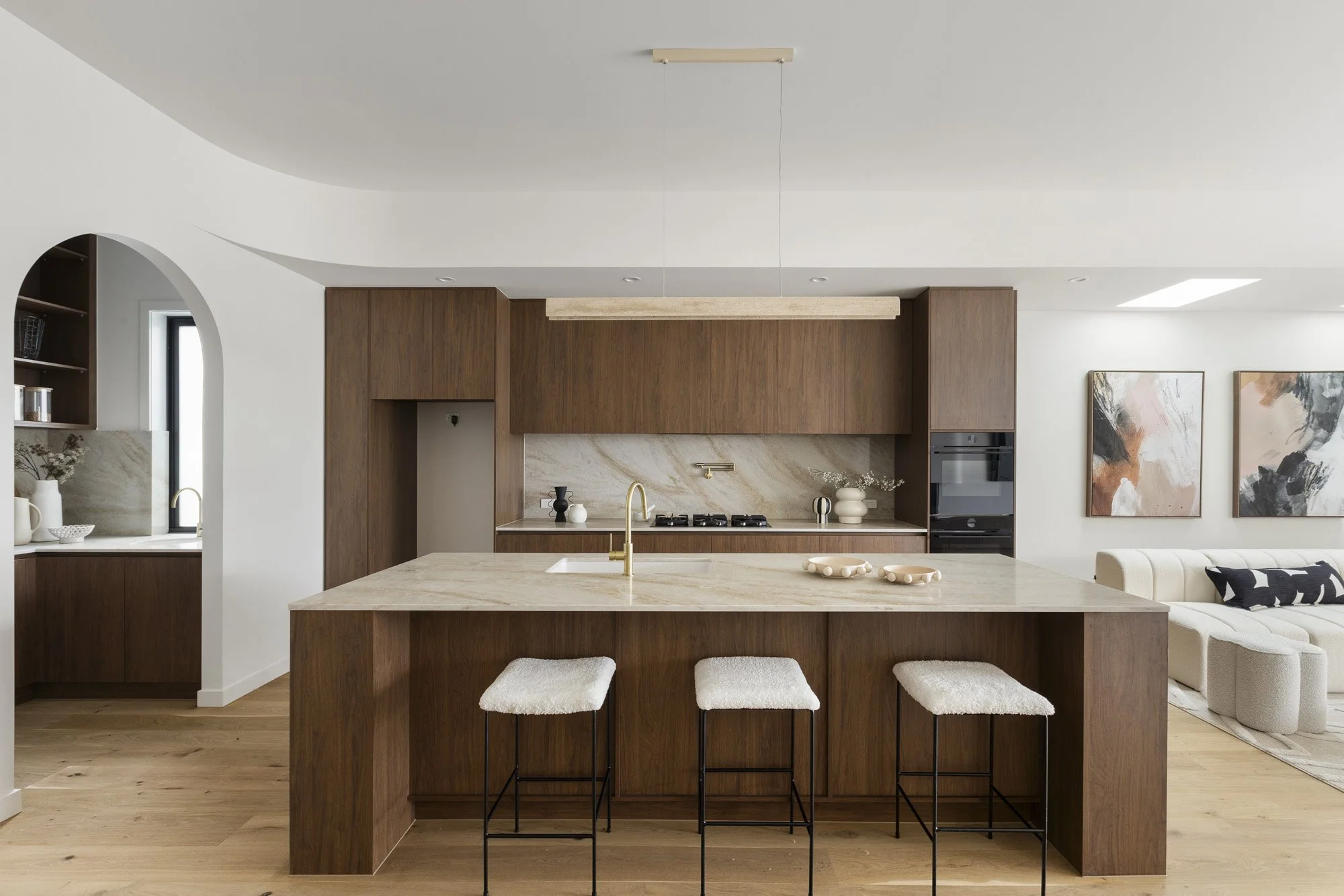 Warm timber cabinetry with refined joinery details