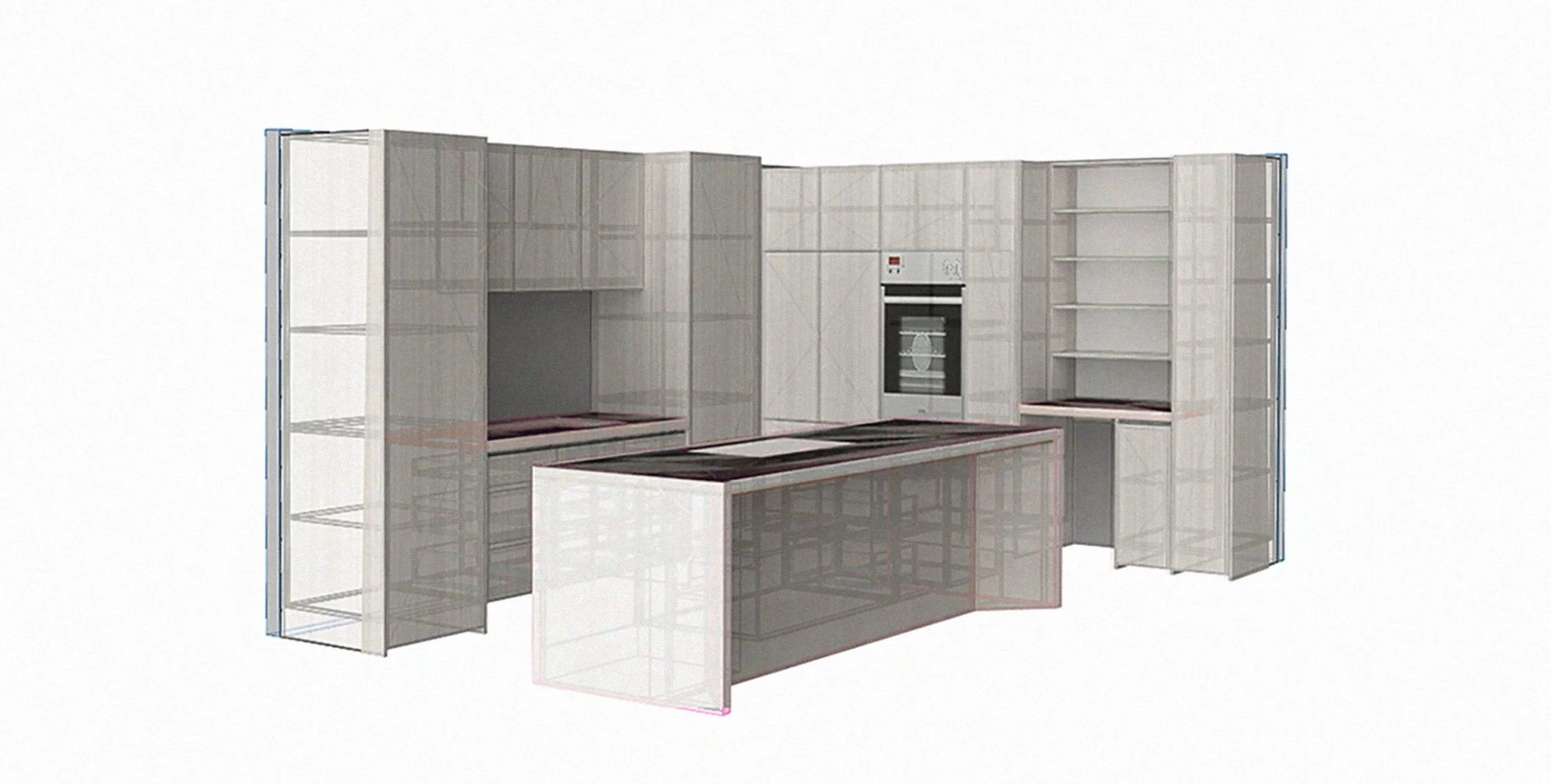 Detailed 3D kitchen render prepared by our design team